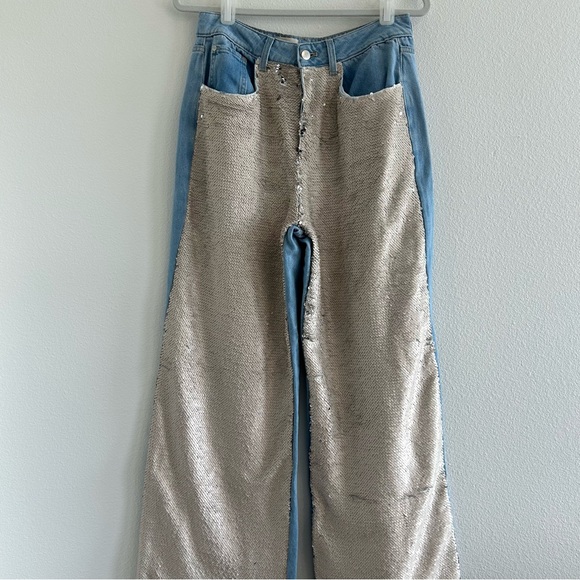 Pilcro Sequin High-Rise Wide-Leg Skater Jeans - Picture 4 of 9